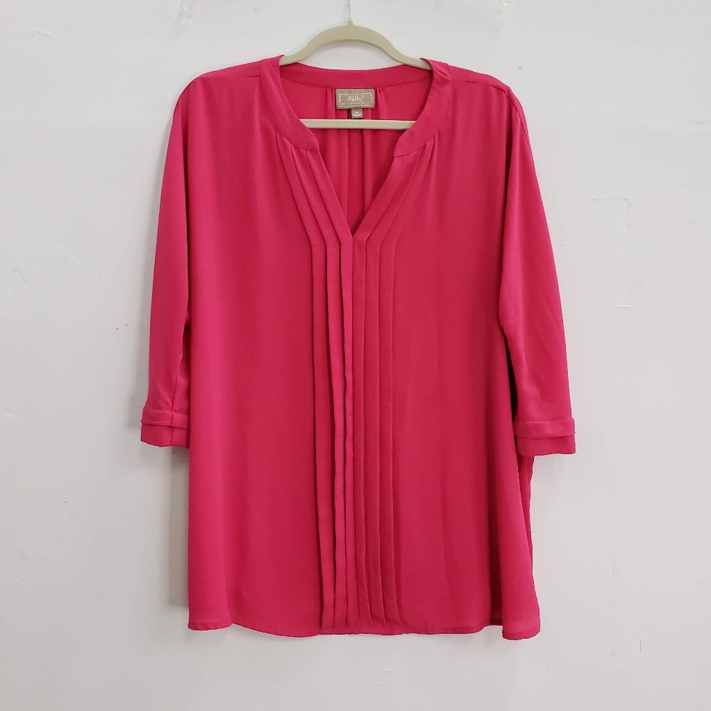 Kelly Accordion Front Pink Blouse SZ 1X